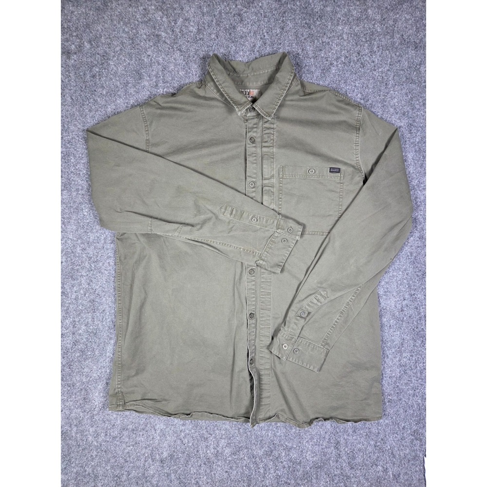 5.11 Tactical Button Down Shirt Mens 2XL Green Long Sleeve Stretch Utility
